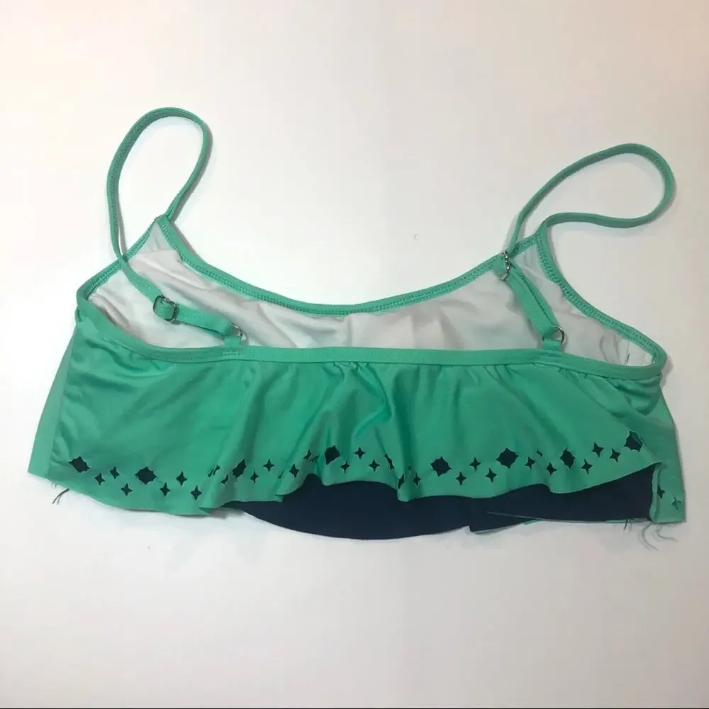 Splendid Sunblock Ruffle crop bikini swim top